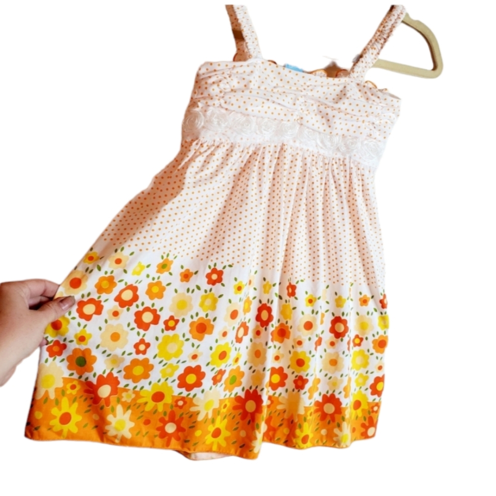 Ngoc fashion girls yellow flower dress size S/ 8